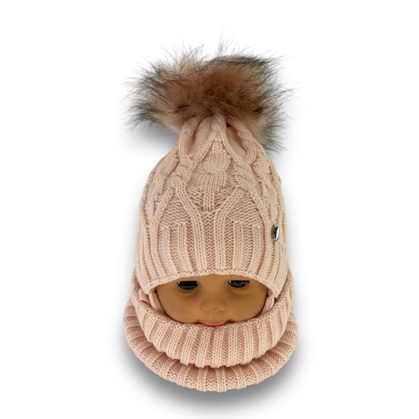 Дитячий зимовий комплект шапка і шарф-сну одинарний для дівчинки, р. 48-50