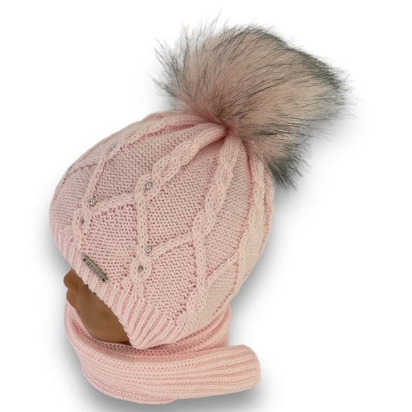 Детский зимний комплект шапка и шарф для девочки, р. 40-42