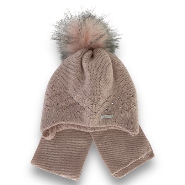 Дитячий зимовий комплект шапка і шарф для дівчинки, р. 42-44