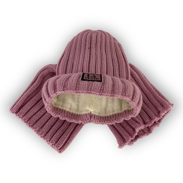 Детский зимний комплект  шапка и шарф-снуд для девочка, р. 54-56