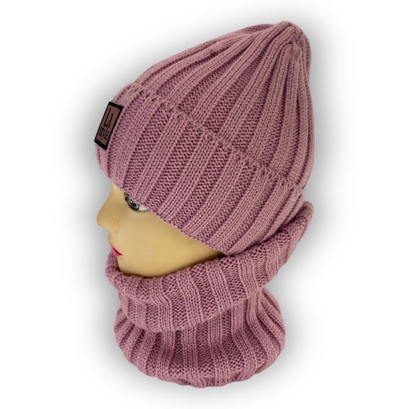 Детский зимний комплект  шапка и шарф-снуд для девочка, р. 54-56