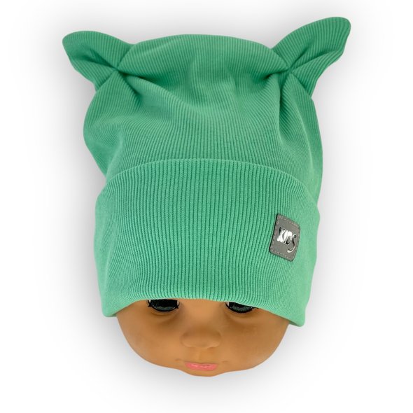 Трикотажна шапка дитяча з відворотом для дівчинки