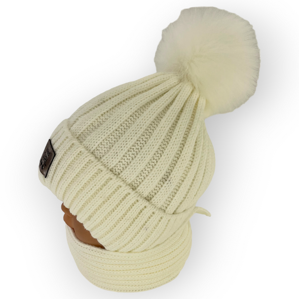 Дитячий зимовий комплект шапка і шарф для дівчинки, р. 46-48