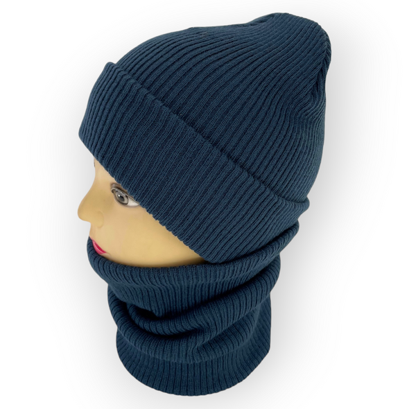 Детский зимний комплект шапка и шарф-снуд для мальчика, р. 48-50