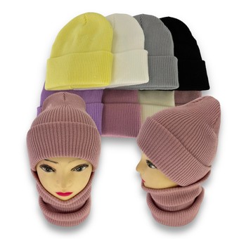 Детский зимний комплект шапка и шарф-снуд для девочки, р. 48-52