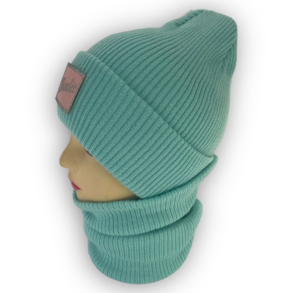 Детская зимняя шапка и шарф для девочка, р. 50-52