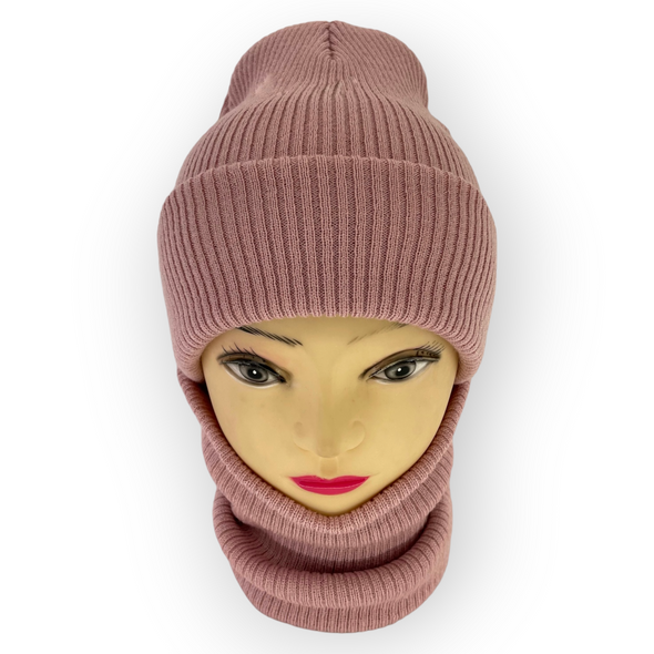 Дитячий зимовий комплект шапка і шарф-снуд для дівчинки, р. 48-52