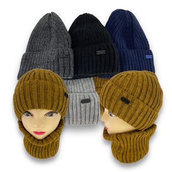 Детский зимний комплект шапка и шарф-снуд одинарный для мальчика, р. 50-52