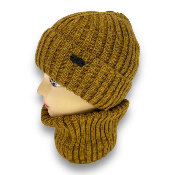 Дитячий зимовий комплект шапка і шарф-сну одинарний для хлопчика, р. 50-52