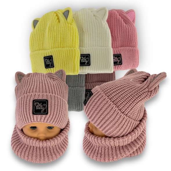 Детский зимний комплект шапка и шарф-снуд для девочки, р. 48-52