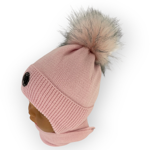 Дитячий зимовий комплект шапка і шарф для дівчинки, р. 42-44