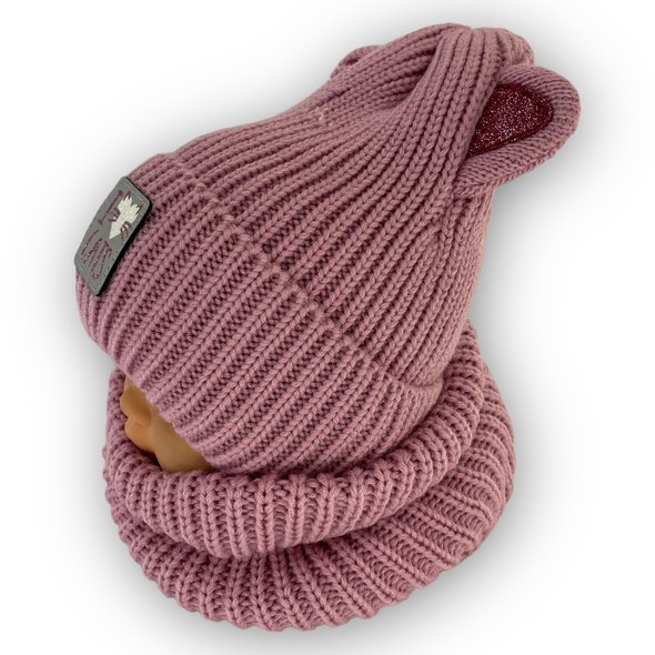 Детская зимняя шапка и шарф для девочка, р. 46-48