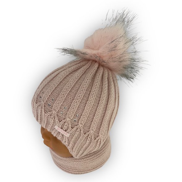 Дитячий зимовий комплект шапка і шарф для дівчинки, р. 38-40