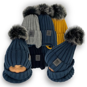 Детская зимняя шапка и шарф для мальчика, р. 46-48