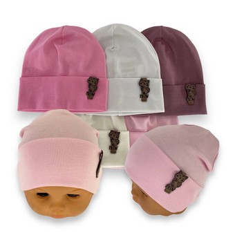 Одинарна трикотажна шапка з відворотом для дівчинки