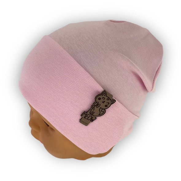 Одинарна трикотажна шапка з відворотом для дівчинки