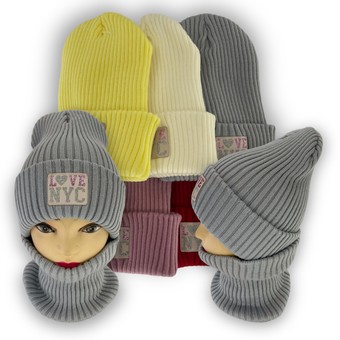 Детский зимний комплект шапка и шарф-хомут для девочки, р. 52-55