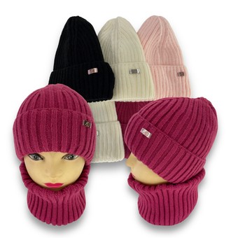 Дитячий зимовий комплект шапка і шарф-сну одинарний для дівчинки, р. 50-52