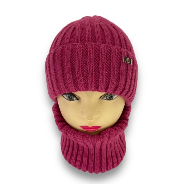 Дитячий зимовий комплект шапка і шарф-сну одинарний для дівчинки, р. 50-52