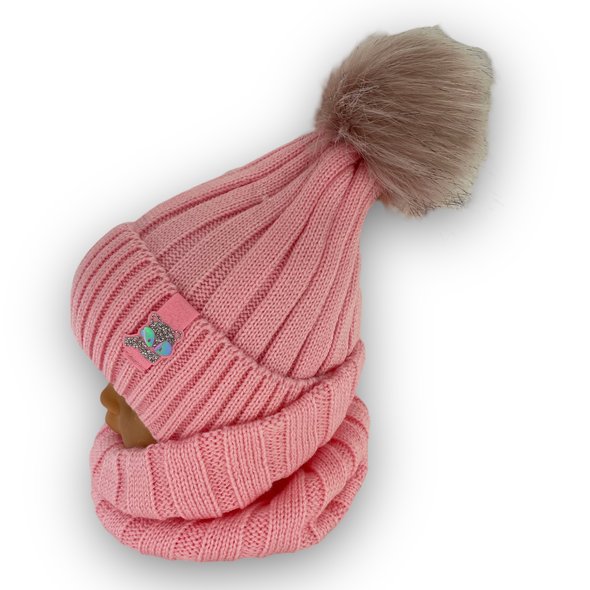 Детская зимняя шапка и шарф для девочка, р. 48-52