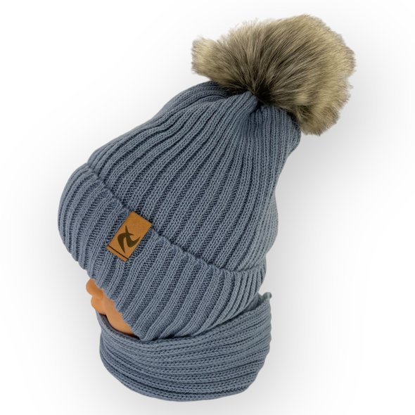 Дитячий зимовий комплект шапка і шарф для хлопчика, р. 44-46
