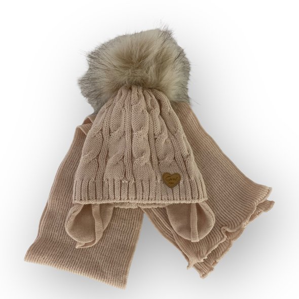 Дитячий зимовий комплект шапка і шарф  для дівчинки, р. 44-46