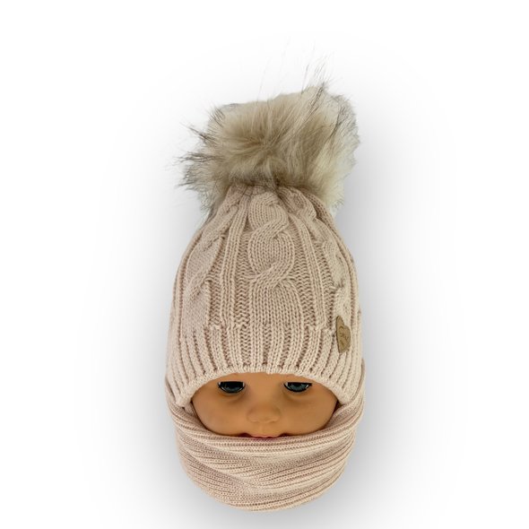 Детский зимний комплект шапка и шарф для девочки, р. 44-46