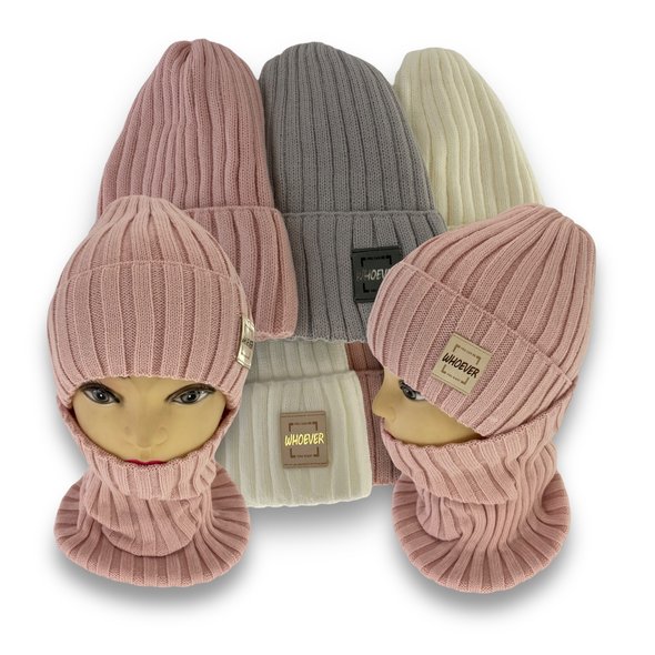 Детский зимний комплект шапка и шарф-снуд одинарный для девочки, р. 52-54