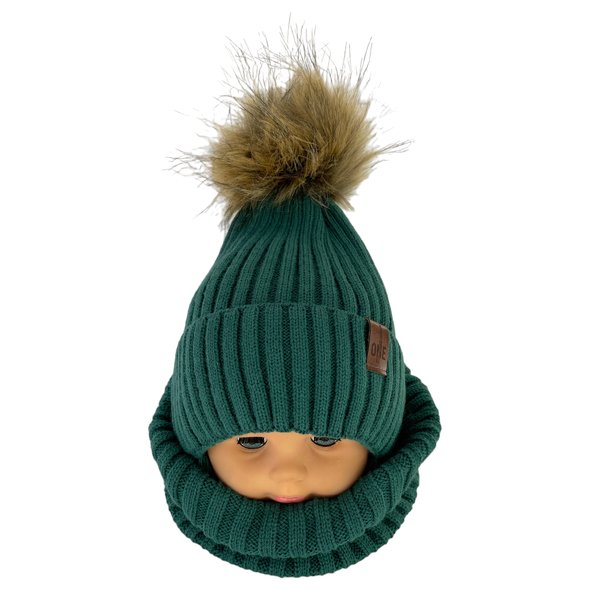 Дитячий зимовий комплект шапка і шарф-сну одинарний для хлопчика, р. 48-50