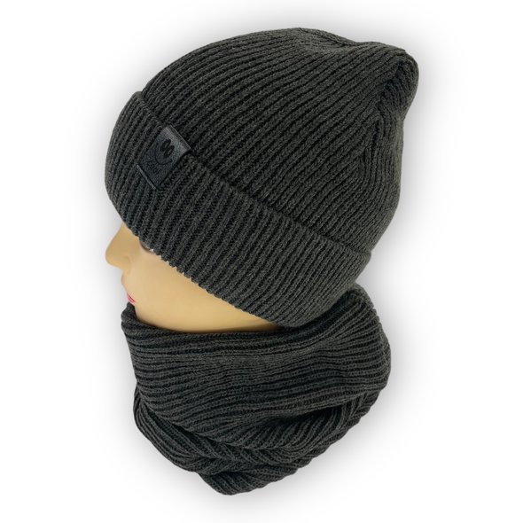 Детский зимний комплект шапка и шарф для мальчика, р. 52-54