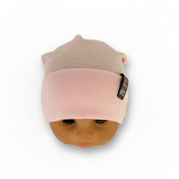 Дитяча трикотажна шапочка з відворотом для дівчинки