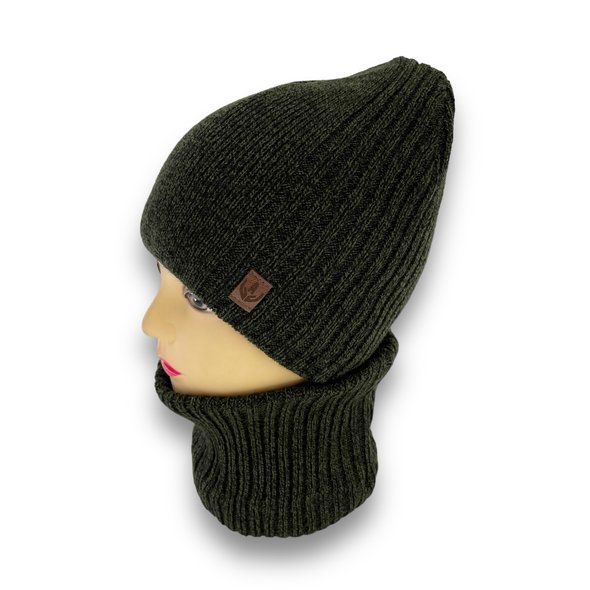 Дитячий зимовий комплект шапка і шарф-снуд одинарний для хлопчика, р. 52-54