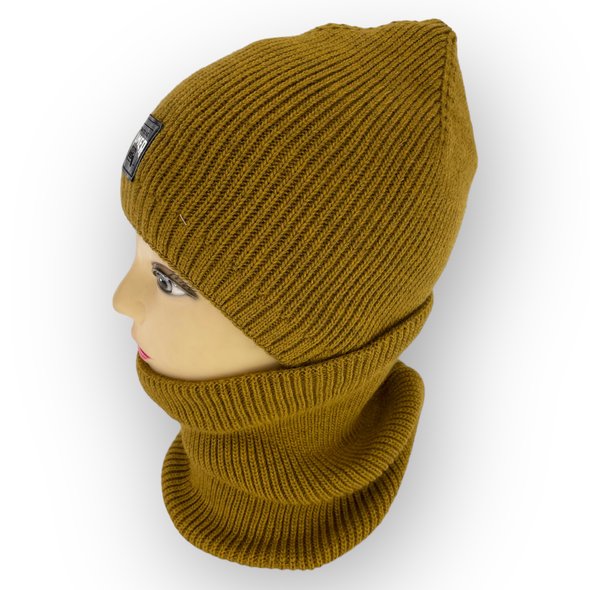 Дитячий зимовий комплект шапка і шарф-снуд одинарний для хлопчика, р. 52-54