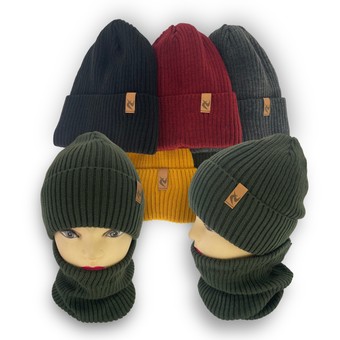 Детский зимний комплект шапка и шарф-снуд для мальчика, р. 52-54