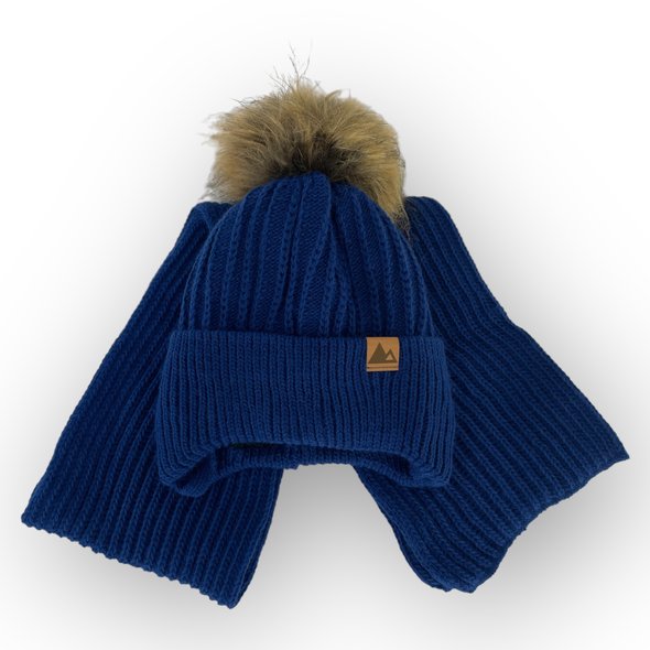 Детский зимний комплект шапка и шарф для мальчика, р. 48-50
