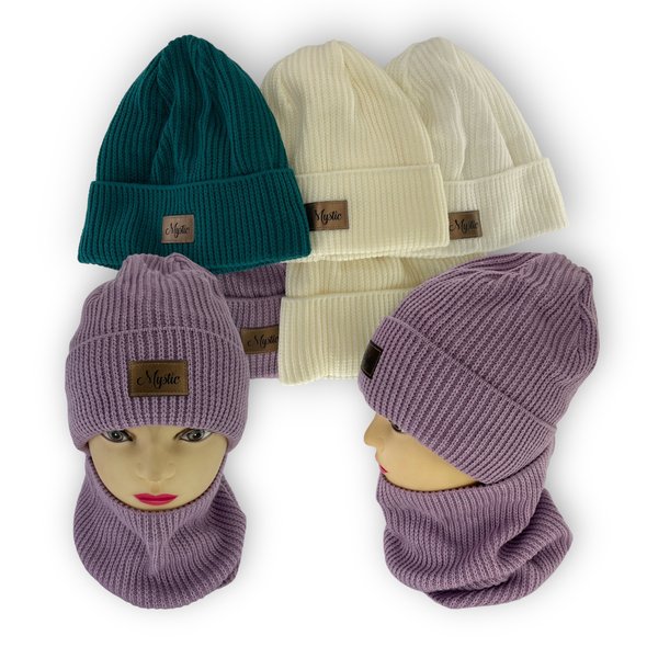 Детский зимний комплект шапка и шарф-снуд для девочки, р. 52-54