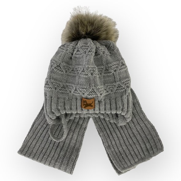 Дитячий зимовий комплект шапка і шарф для хлопчика, р. 40-42