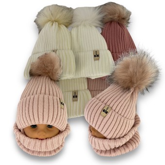 Детский зимний комплект шапка и шарф-снуд одинарный для девочки, р. 48-50