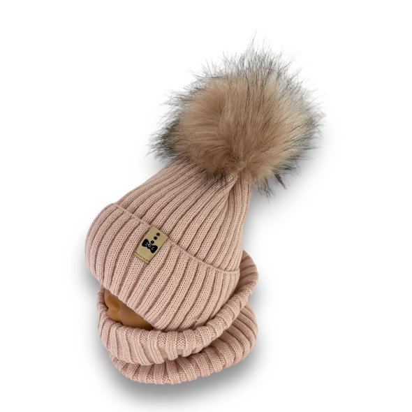 Дитячий зимовий комплект шапка і шарф-сну одинарний для дівчинки, р. 48-50
