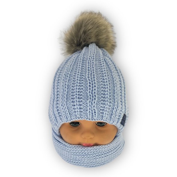 Дитячий зимовий комплект шапка і шарф для хлопчика, р. 42-44