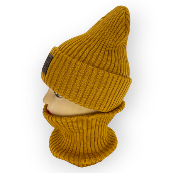 Дитячий зимовий комплект шапка і шарф-хомут для хлопчика, р. 50-54