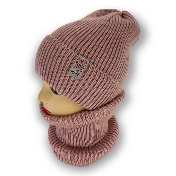 Детский зимний комплект шапка и шарф-снуд для девочки, р. 50-52