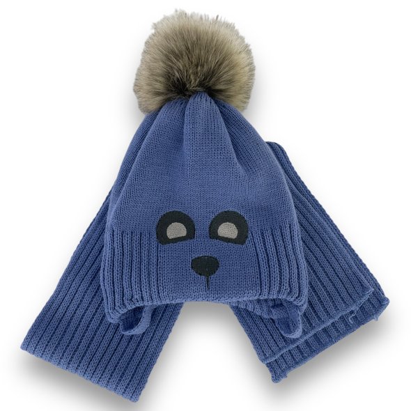 Дитячий зимовий комплект шапка і шарф для хлопчика, р. 46-48