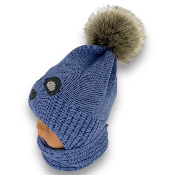 Детский зимний комплект шапка и шарф для мальчика, р. 46-48