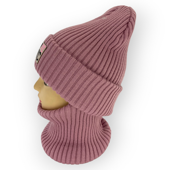 Детский зимний комплект шапка и шарф-хомут для девочки, р. 50-54