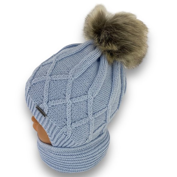 Детский зимний комплект шапка и шарф для мальчика, р. 42-44
